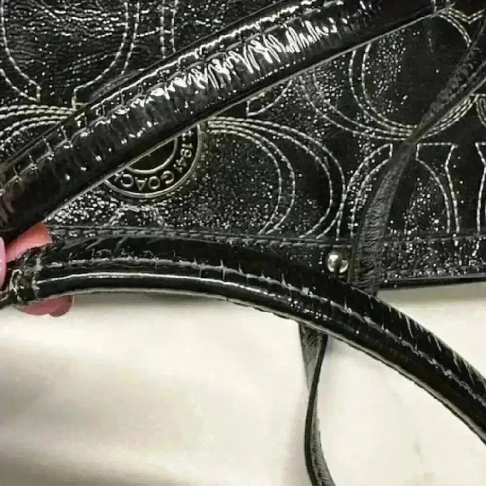 Coach Black Signature Tote Bag with Glossy Finish - Picture 11 of 16